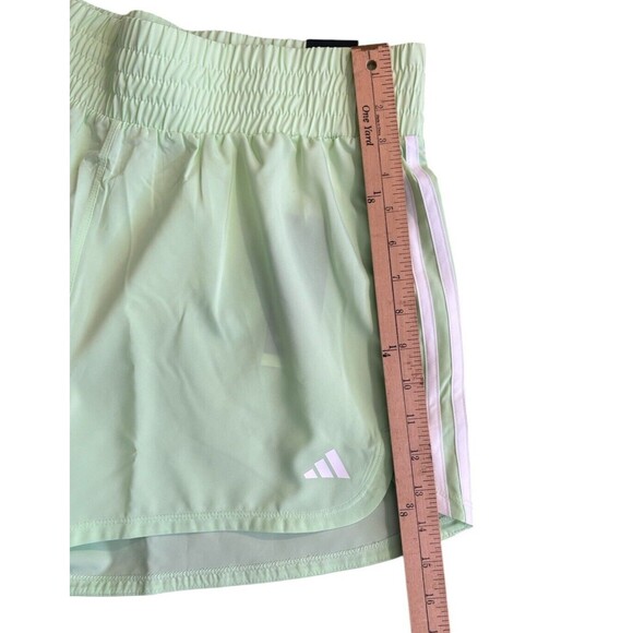Adidas Pacer Training 3 Stripes Woven High Rise 3" Shorts Women's XL Green New! - Picture 11 of 12